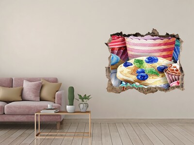 Pegatina de vinilo agujero 3d para pared Dulces de agujero en la pared