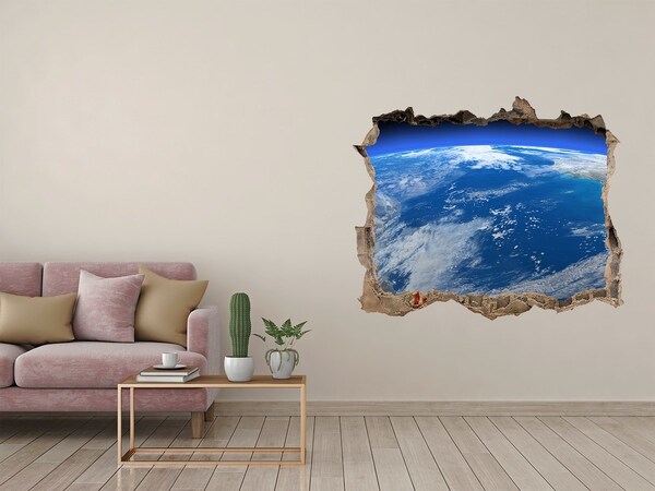 Pegatina de vinilo agujero 3d para pared Vista de la Tierra desde el espacio