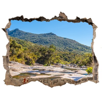 Trampantojo de pared rota efecto profundidad Paisaje de montaña detrás del agujero en la pared