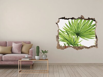 Vinilo pared rota 3d efecto realista Un oasis tropical en un agujero en la pared