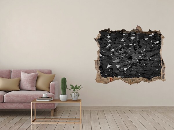 Vinilo pared rota 3d efecto realista Abismo negro en la pared