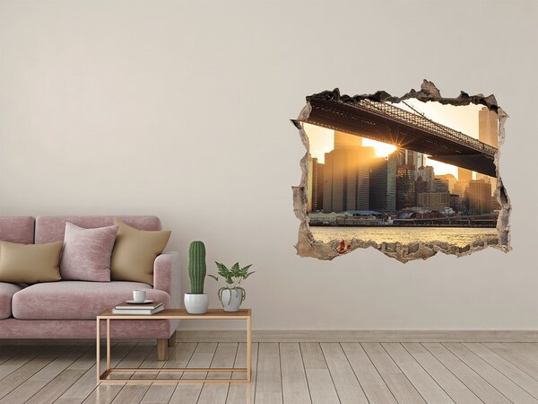 Trampantojo de pared rota efecto profundidad Puente en la puesta de sol