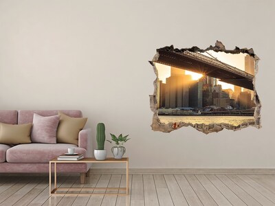 Trampantojo de pared rota efecto profundidad Puente en la puesta de sol