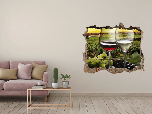 Vinilo pared rota 3d efecto realista Vino en el viñedo