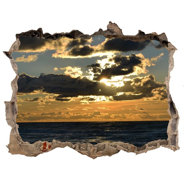 Trampantojo de pared rota efecto profundidad Puesta de sol sobre el mar