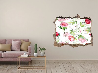 Vinilo pared rota 3d efecto realista Mural floral 