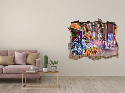 Pegatina de vinilo agujero 3d para pared Una calle llena de grafitis
