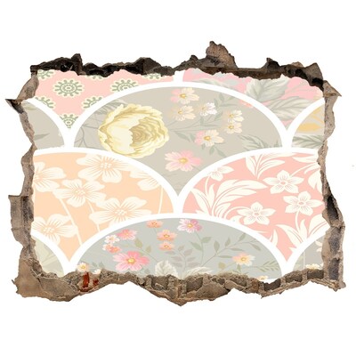 Naklejka dziura na ścianę Kwiatowy wzór za zniszczoną ścianą