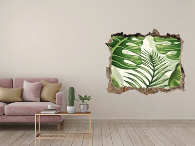 Pegatina de vinilo agujero 3d para pared Jungla verde detrás del muro