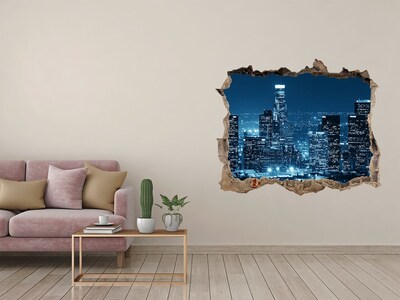 Pegatina agujero en la pared autoadhesiva Vista nocturna de Los Ángeles