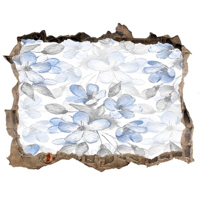 Vinilo pared rota 3d efecto realista Patrón floral a través de un agujero en la pared