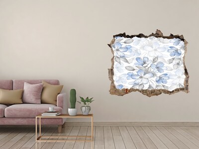 Vinilo pared rota 3d efecto realista Patrón floral a través de un agujero en la pared