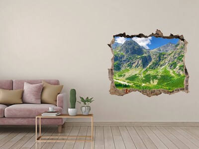 Vinilo pared rota 3d efecto realista Panorama de montaña con un lago