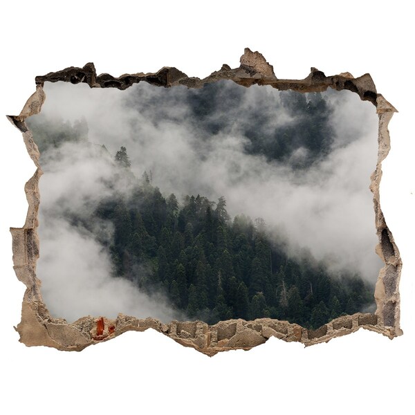 Pegatina de vinilo agujero 3d para pared Valle verde entre las nubes