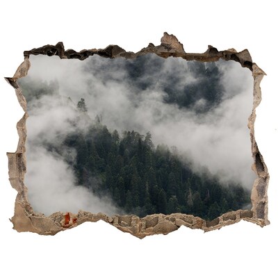 Pegatina de vinilo agujero 3d para pared Valle verde entre las nubes