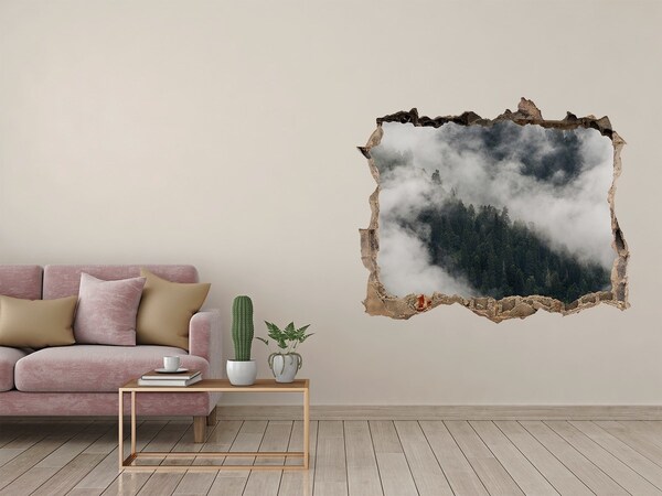 Pegatina de vinilo agujero 3d para pared Valle verde entre las nubes