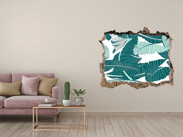 Pegatina agujero en la pared autoadhesiva Un oasis tropical en un muro en ruinas