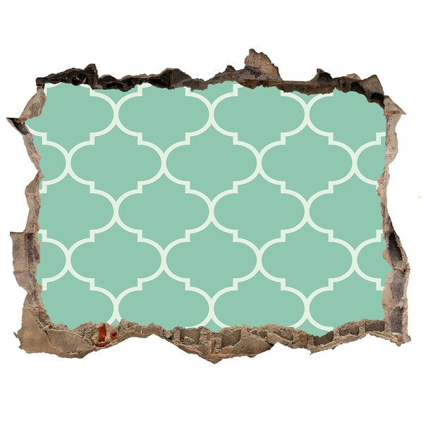 Trampantojo de pared rota efecto profundidad Mosaico verde sobre el fondo de una pared dañada