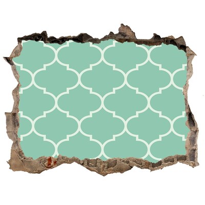 Trampantojo de pared rota efecto profundidad Mosaico verde sobre el fondo de una pared dañada