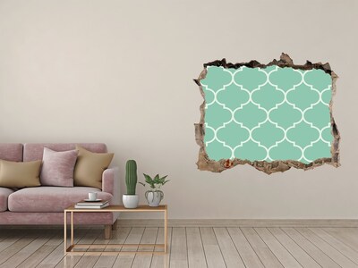 Trampantojo de pared rota efecto profundidad Mosaico verde sobre el fondo de una pared dañada