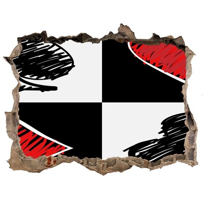 Vinilo pared rota 3d efecto realista Muro roto con acentos rojos