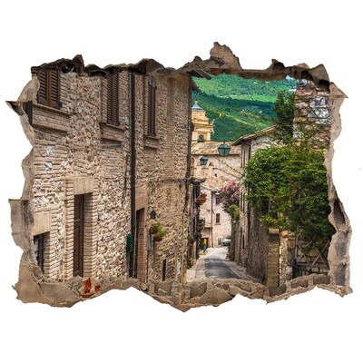 Vinilo pared rota 3d efecto realista Un pueblo encantador en la Toscana
