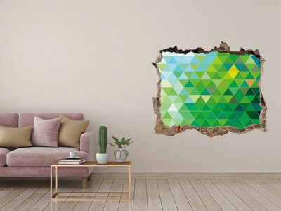 Vinilo pared rota 3d efecto realista Paisaje verde en un agujero en la pared