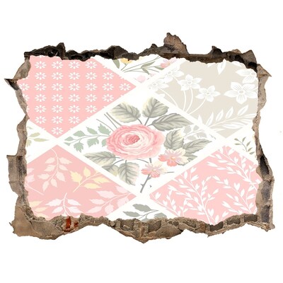 Pegatina agujero en la pared autoadhesiva Patrón floral sobre un fondo de hormigón