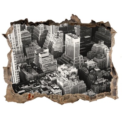 Pegatina de vinilo agujero 3d para pared Vista de la jungla urbana