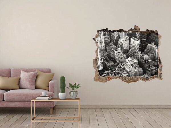 Pegatina de vinilo agujero 3d para pared Vista de la jungla urbana