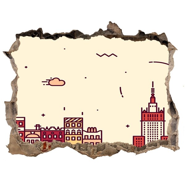 Pegatina agujero en la pared autoadhesiva La ciudad detrás del muro