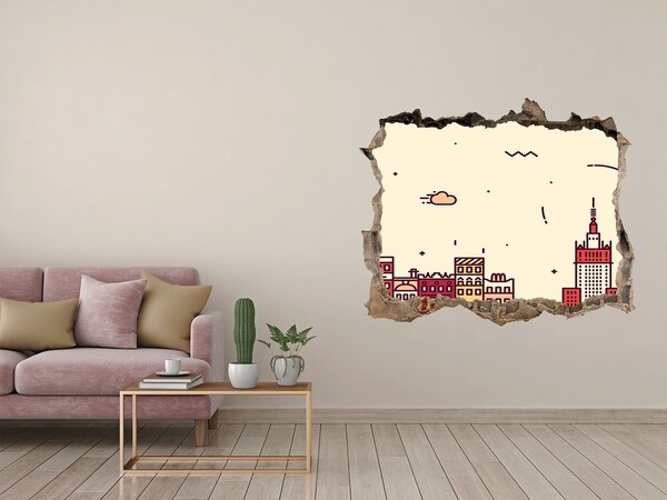 Pegatina agujero en la pared autoadhesiva La ciudad detrás del muro