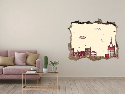 Fototapeta dziura na ścianę Miasto za ścianą