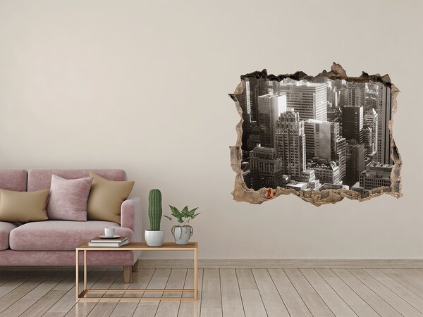 Fototapeta dziura na ścianę 3d Widok na miasto z dziury w ścianie