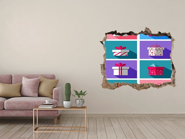 Fototapeta dziura na ścianę 3d Prezentowe niespodzianki