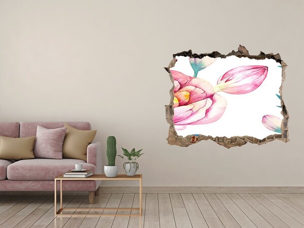 Vinilo pared rota 3d efecto realista Jardín de flores en el marco dorado