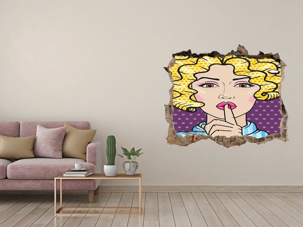 Pegatina agujero en la pared autoadhesiva Una mujer con una sonrisa misteriosa