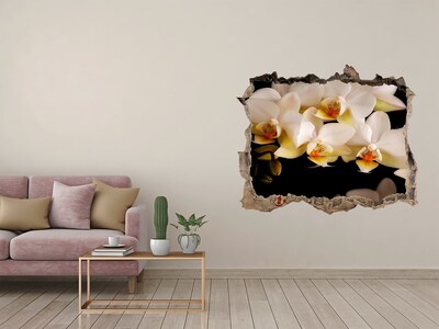 naklejka fototapeta 3D widok Kwiaty orchidei w ruinach