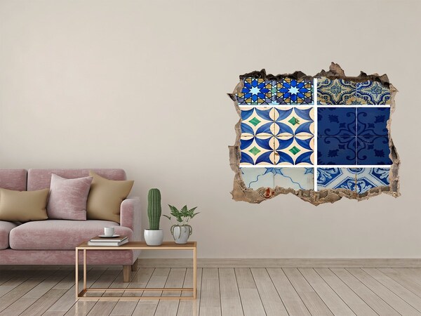 Pegatina de vinilo agujero 3d para pared Azulejos de estilo marroquí