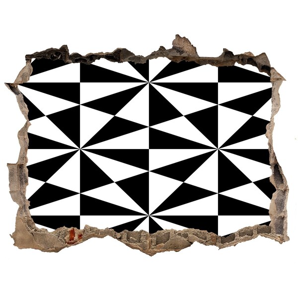 Vinilo pared rota 3d efecto realista Patrones geométricos en un agujero en la pared