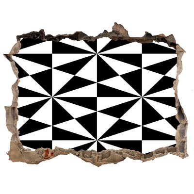 Vinilo pared rota 3d efecto realista Patrones geométricos en un agujero en la pared