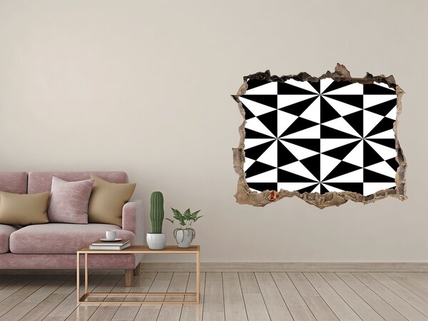 Vinilo pared rota 3d efecto realista Patrones geométricos en un agujero en la pared