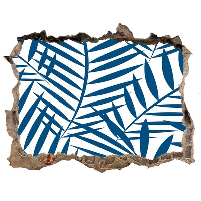 Pegatina de vinilo agujero 3d para pared Hojas tropicales en un agujero en la pared