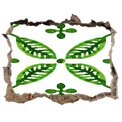 Pegatina agujero en la pared autoadhesiva Planta verde en un agujero en la pared