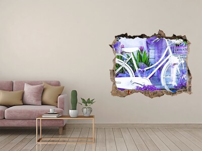 Trampantojo de pared rota efecto profundidad Una bicicleta en un jardín lleno de flores