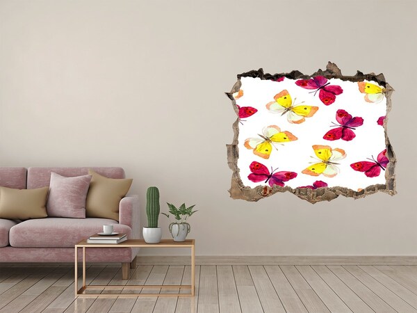 Fototapeta dziura na ścianę 3d Motyle w kwiatowym ogrodzie