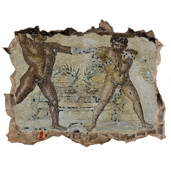 Vinilo pared rota 3d efecto realista Combate de gladiadores antiguos