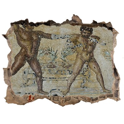 Vinilo pared rota 3d efecto realista Combate de gladiadores antiguos
