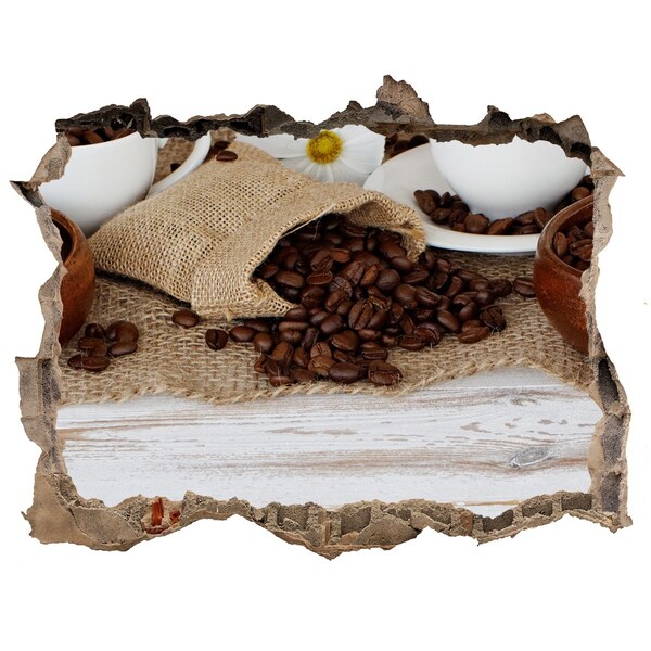 Vinilo pared rota 3d efecto realista Café en un entorno natural