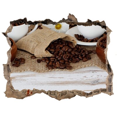 Vinilo pared rota 3d efecto realista Café en un entorno natural
